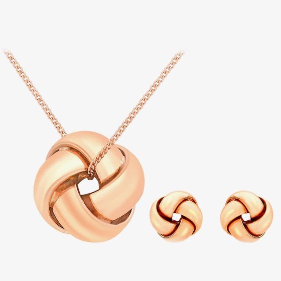 9ct Rose Gold Knot Jewellery Set