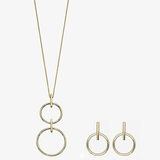 9ct Yellow Gold Open Circle Jewellery Set