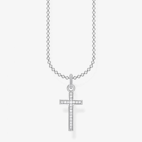 THOMAS SABO Silver Cubic Zirconia Cross Necklace KE2043-051-14-L45V