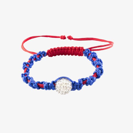 Shamballa Style Red White and Blue Crystal Cord Bracelet 1957