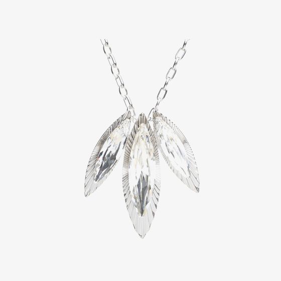 Sparkle Three Large Clear Crystal marquise Necklet N224