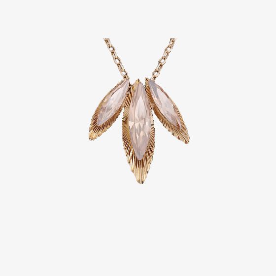 Sparkle Three Large Champagne Crystal marquise Necklet N224 GOLD