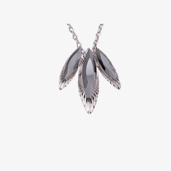 Sparkle Three Large Grey Crystal marquise Necklet N224 GRY