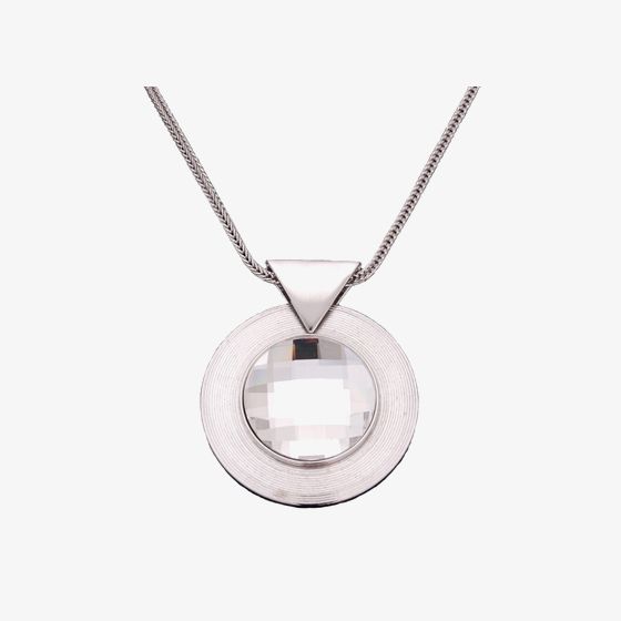 Sparkle Large Round Clear Crystal Disc Pendant N252 1962