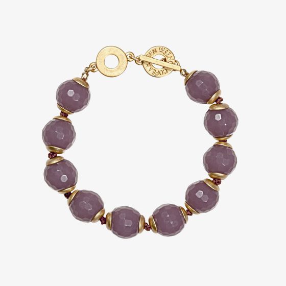 SENCE Twilight Gold Plated Pink Glass Orbs Bracelet V020