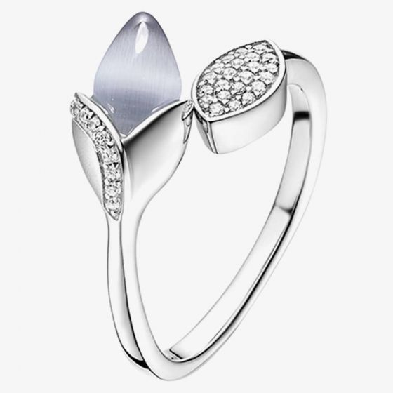 Fei Liu Silver Magnolia With Leaf Ring MAG-925R-001-CEGY
