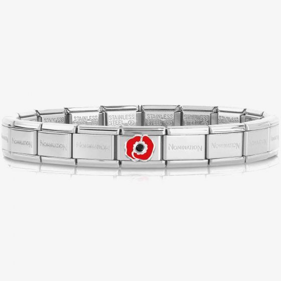 Nomination CLASSIC Composable Silver Red Poppy Bracelet 030000 + 330305/17
