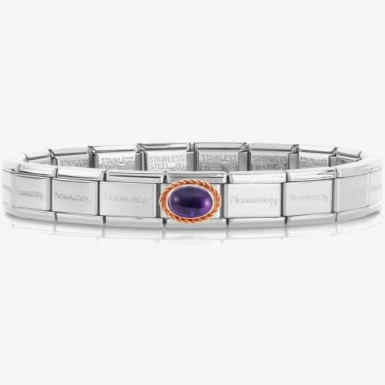 Nomination CLASSIC Composable Rose Gold Amethyst Bracelet 030000 + 430507/35