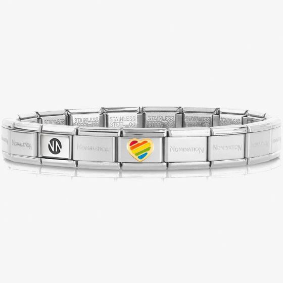 Nomination CLASSIC Composable Gold Rainbow Heart Bracelet 030000 + 030272/54