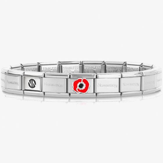 Nomination CLASSIC Composable Silver Red Poppy Bracelet 030000 + 330305/17
