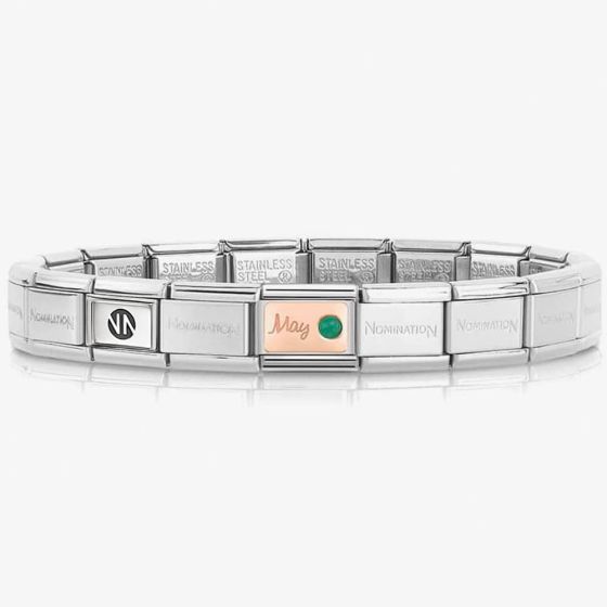 Nomination CLASSIC Rose Gold & Silver May Emerald Bracelet 430508/05