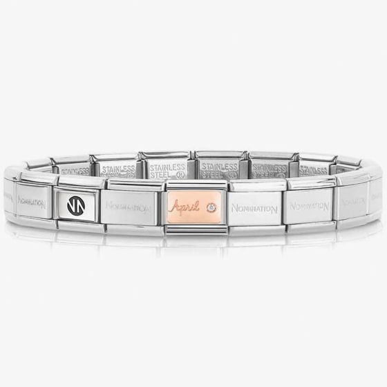 Nomination CLASSIC Rose Gold & Silver April Diamond Bracelet 430508/04
