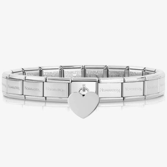 Nomination CLASSIC Silvershine Plates Plain Heart Dropper Bracelet 331801/02