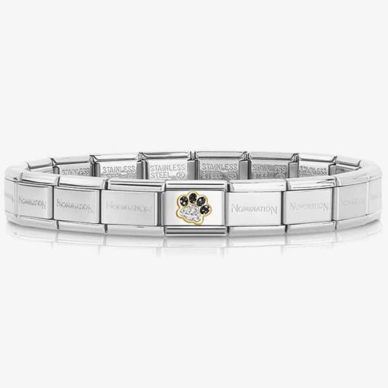 Nomination CLASSIC Gold Black & Silver Glitter Paw Bracelet 030220/22