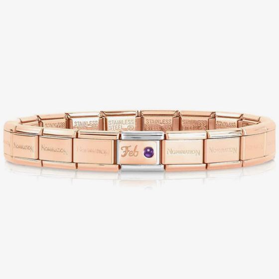 Nomination CLASSIC Rose Gold February Amethyst Bracelet 430508/02