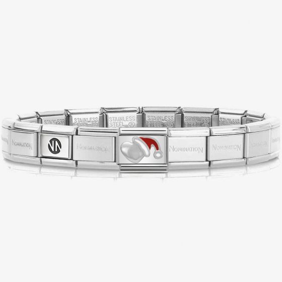 Nomination CLASSIC Christmas Heart and Santa Hat Charm Bracelet 330204/05 & 530300 SI