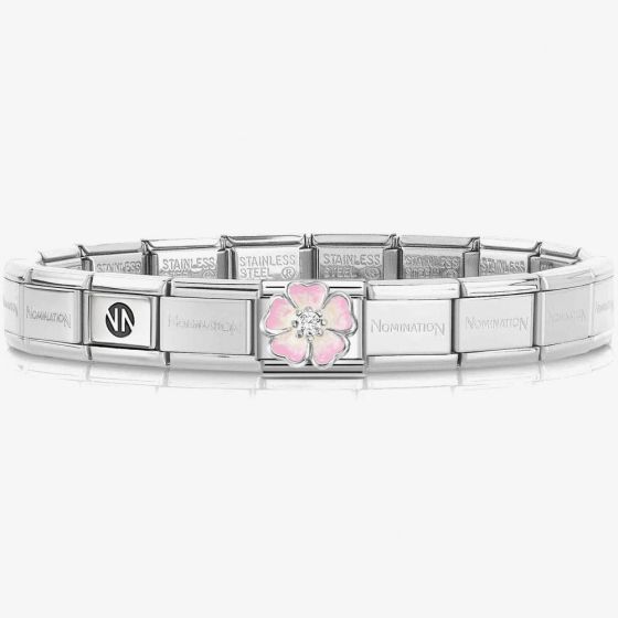 Nomination CLASSIC Pink Flower Fade Charm Bracelet 330321/17 & 530300 SI
