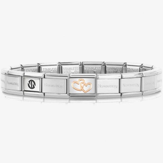 Nomination CLASSIC Romance Linked Hearts Charm Bracelet 430104/41 & 530300 SI