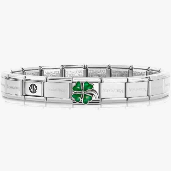 Nomination CLASSIC Green Clover Charm Bracelet 330204/42 & 530300 SI