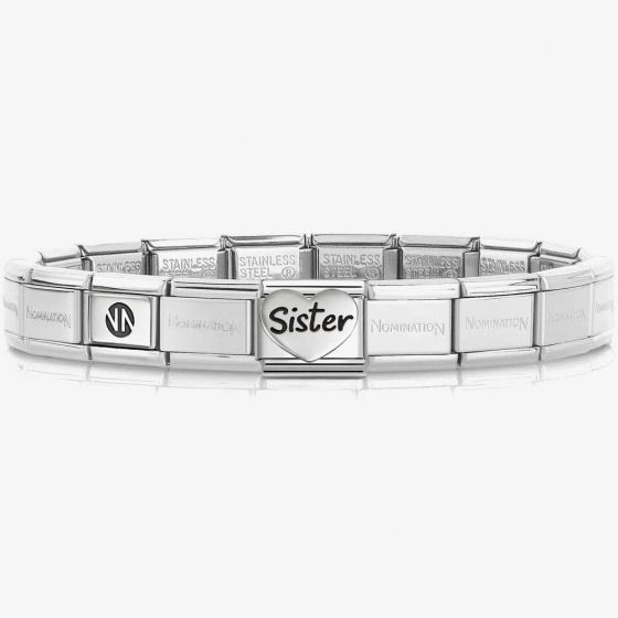 Nomination CLASSIC Silver Sister Heart Charm Bracelet 530300 SI & 330114/20