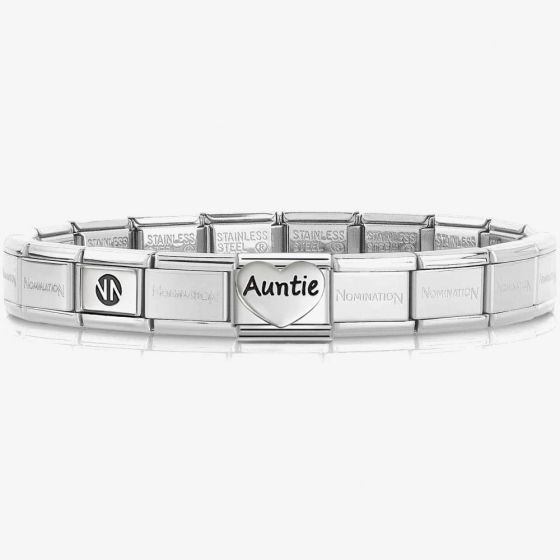 Nomination CLASSIC Silver Auntie Heart Charm Bracelet 530300 SI & 330114/21