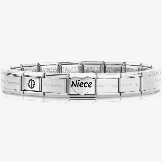 Nomination CLASSIC Silver Niece Heart Charm Bracelet 530300 SI & 330114/26