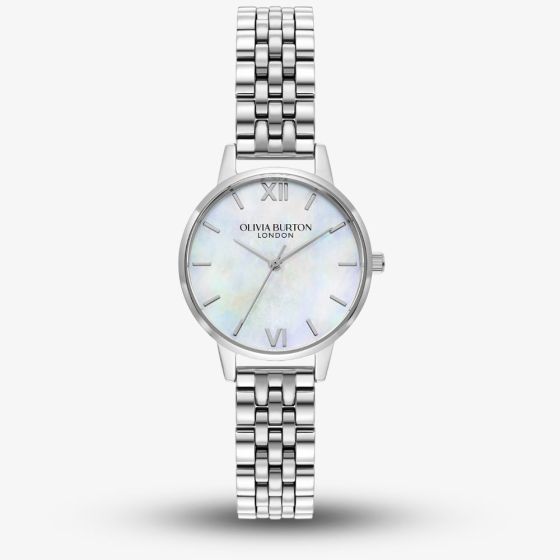 Olivia Burton Mother Of Pearl Silver Bracelet Watch 24000168