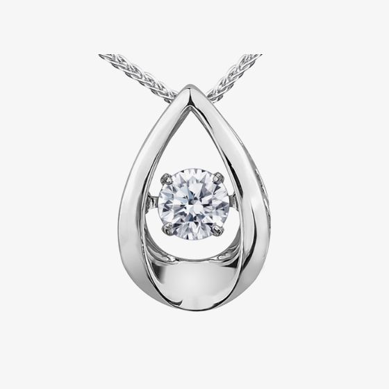 9ct White Gold 0.05ct Diamond Pulse Teardrop Pendant P3107W/05-10