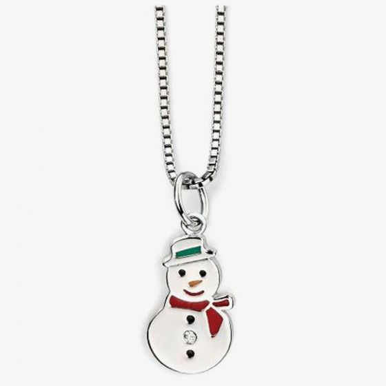 D For Diamond Sterling Silver Enamel Snowman Pendant P4335