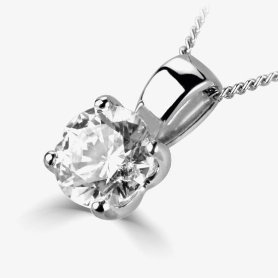 1888 Collection Platinum Brilliant Cut 0.50ct Four Claw Diamond Pendant & Chain PD1041