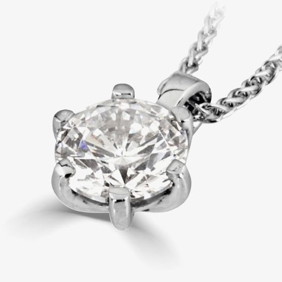 18ct White Gold 0.38ct Round Brilliant 6 Claw Diamond Pendant PD244(4.5)- H/VS2/0.38ct