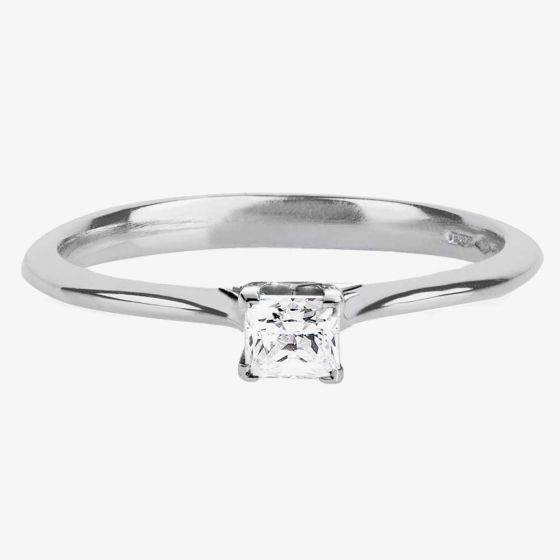 Platinum Four Claw Radiant Cut Solitaire Diamond Ring RI-252(.32CT PLUS)