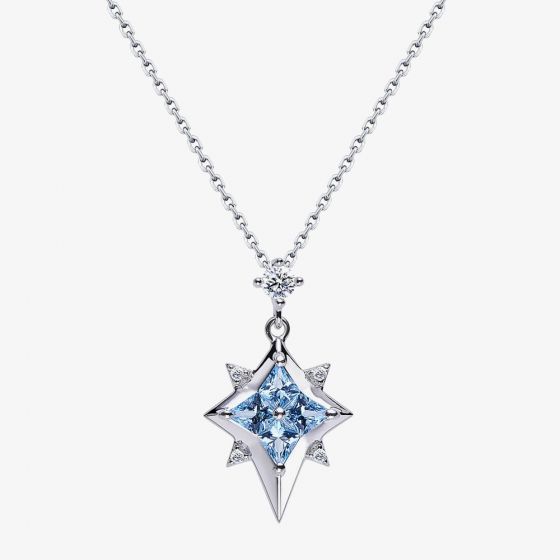 Fei Liu Star of Love Silver Kite Cut Blue Topaz Cubic Zirconia Pendant POL-925R-301-BLCZ