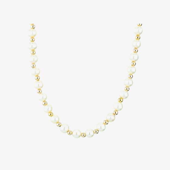 9ct 16 Inch Drilled Freshwater Pearl and Gold Necklace POZ726S