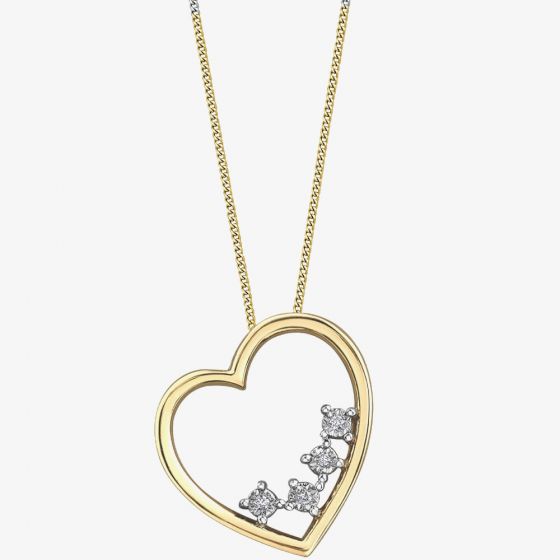 9ct Two Colour Gold 0.02ct Diamond Open Heart Necklace P4218YW/02C-10