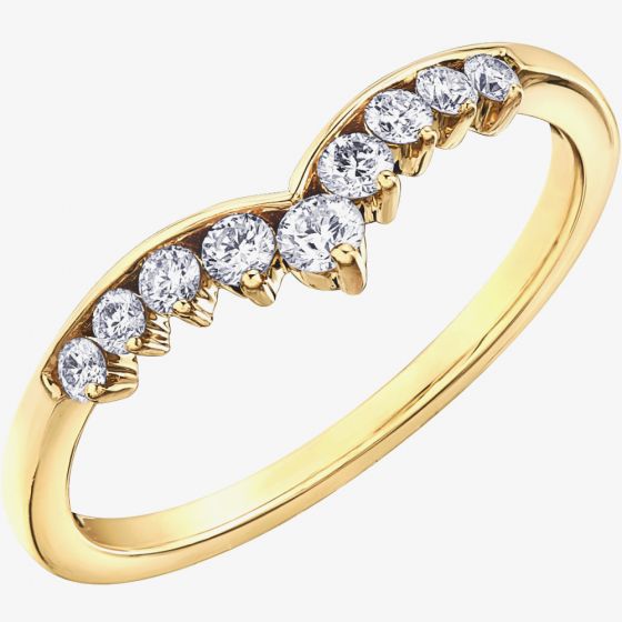 9ct Yellow Gold 0.25ct Diamond Wishbone Ring 50L00/25-10 9Y