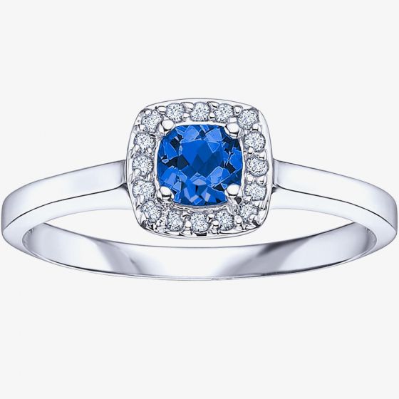 9ct White Gold Sapphire 0.07ct Diamond Ring 51Y61WG-10 (SAP)