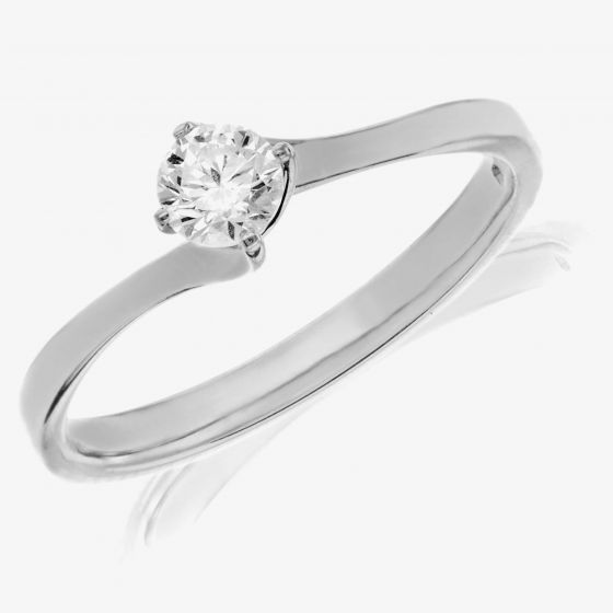 Platinum 4 Claw Diamond Twist Ring RI-1052(0.25ct PLUS)