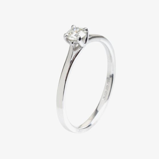 18ct White Gold 4 Claw Solitaire Diamond Ring RI-145(0.25ct PLUS)-I/SI3/0.28ct