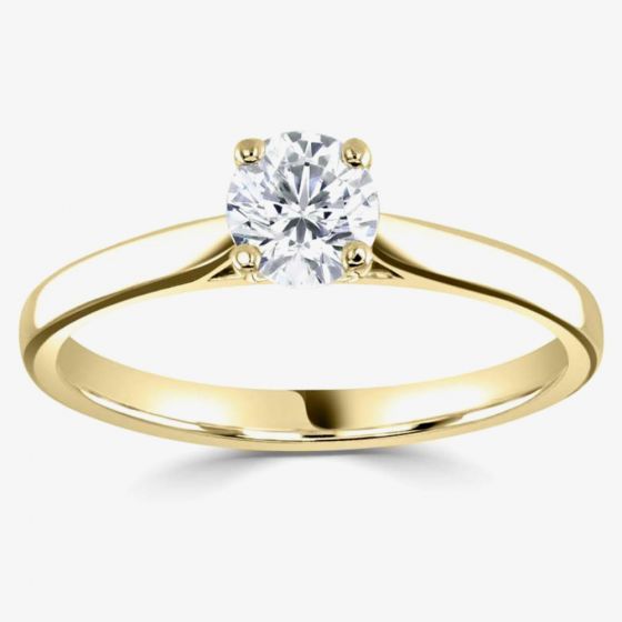 9ct Yellow Gold Certificated 0.33ct Brilliant-Cut Classic Diamond Ring RI-2016(.33CT PLUS)