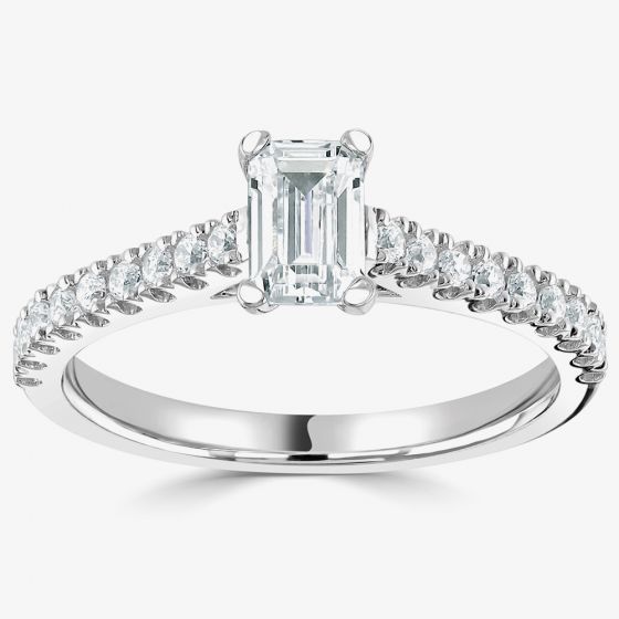 Signature Collection Platinum GIA Certificated Shoulder Set Emerald Cut Diamond Ring RI-2209A(6X4)(.60CT PLUS)