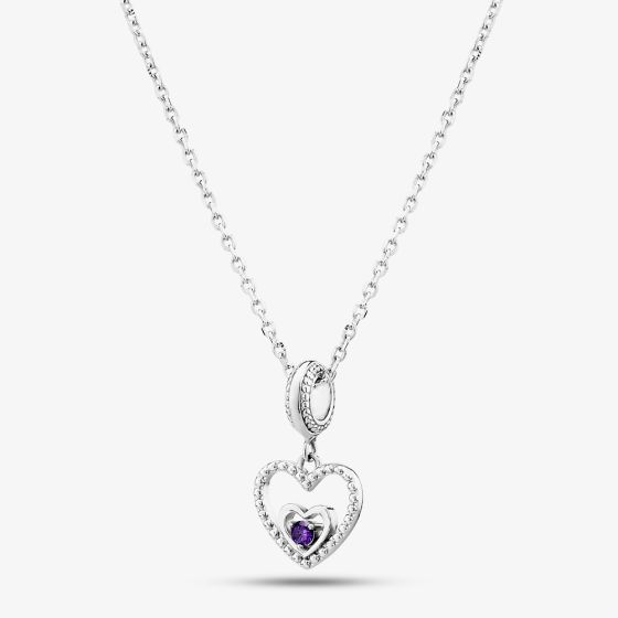 Rosa Lea February Birthstone Heart Dangle Charm Necklace