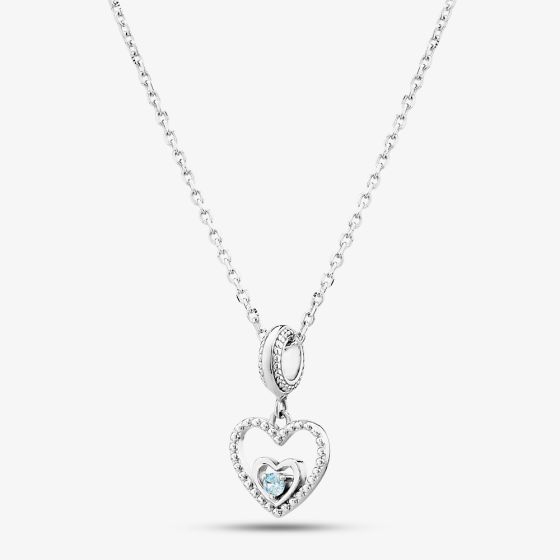 Rosa Lea March Birthstone Heart Dangle Charm Necklace