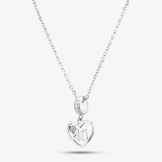 Rosa Lea 40 Pave Heart Dangle Charm Necklace