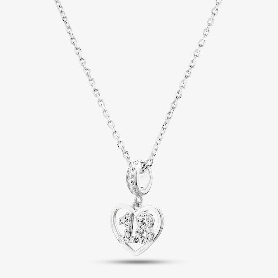 Rosa Lea 18 Pave Heart Dangle Charm Necklace