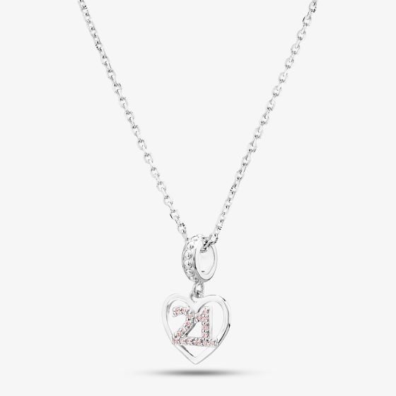 Rosa Lea 21 Pave Heart Dangle Charm Necklace