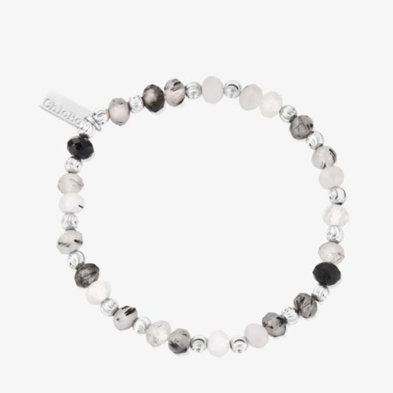 ChloBo Ladies Balanced Energy Black Rutilated Quartz Stone Beaded Bracelet SBBLKFRI24