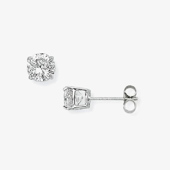 9ct White Gold 5mm Round Cubic Zirconia Stud Earrings SE210