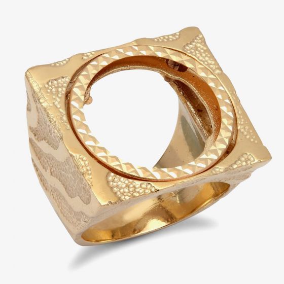 9ct Yellow Gold Square Sovereign Ring Mount SR001/H