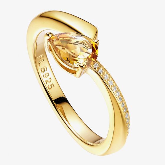 Fei Liu Shooting Star Gold Plated Citrine Open Ring STR-925G-001-CTCZ